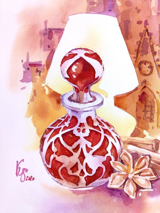 "Spicy smell of the evening" original watercolor artwork illustration
