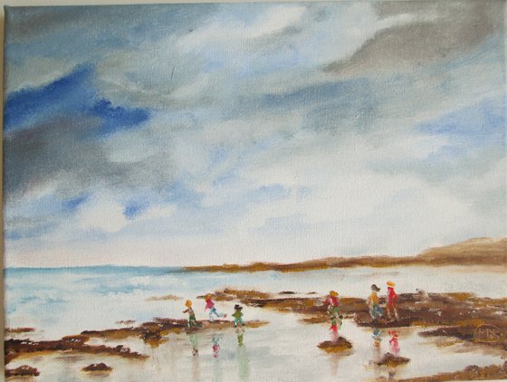 Beach scene with children