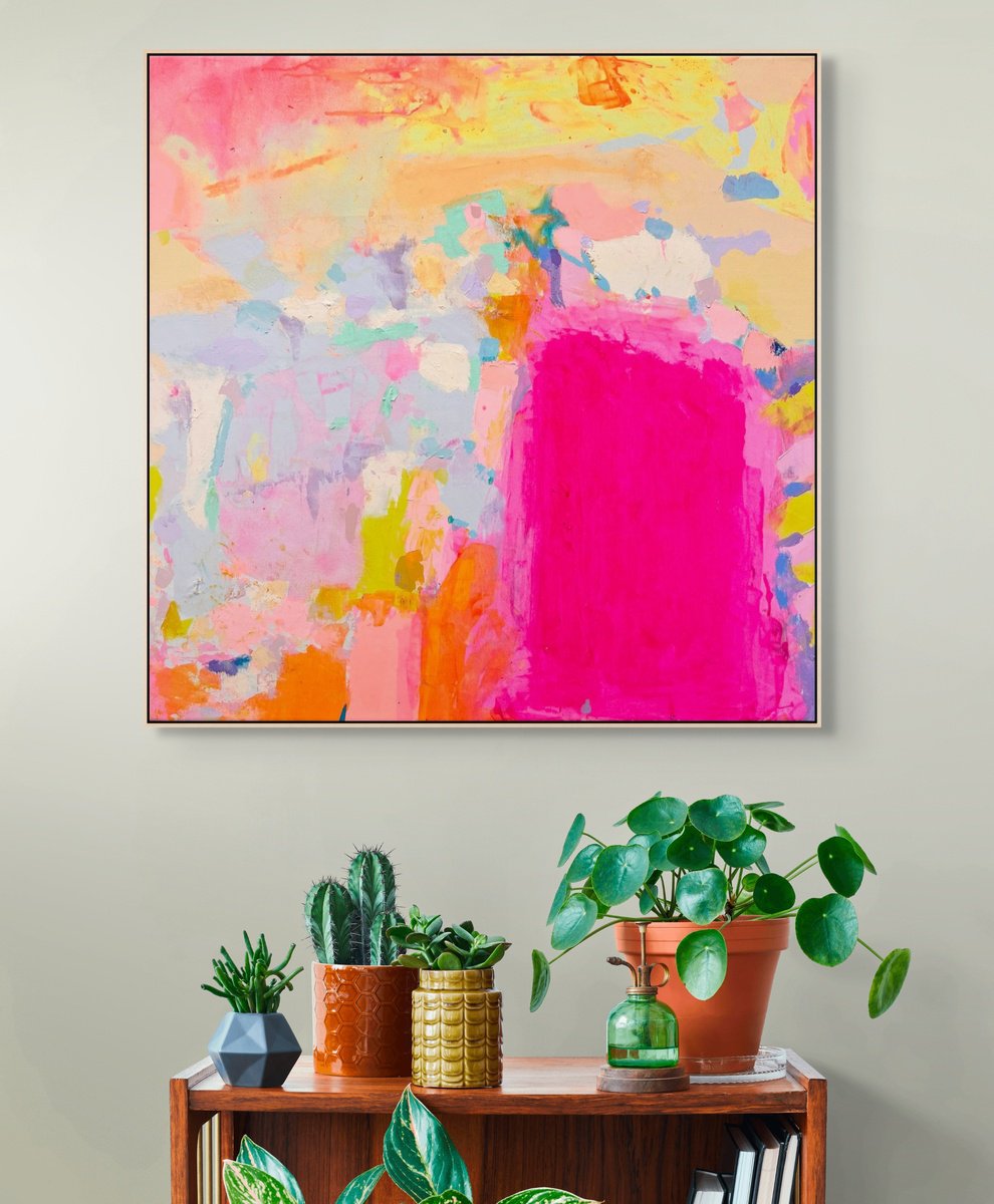 Organic Abstract Acrylic Painting By Kathryn Sillince, 33 X 33", 