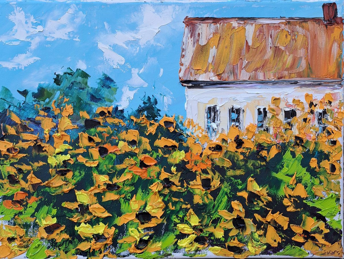 House and yellow flowers by Oksana Fedorova