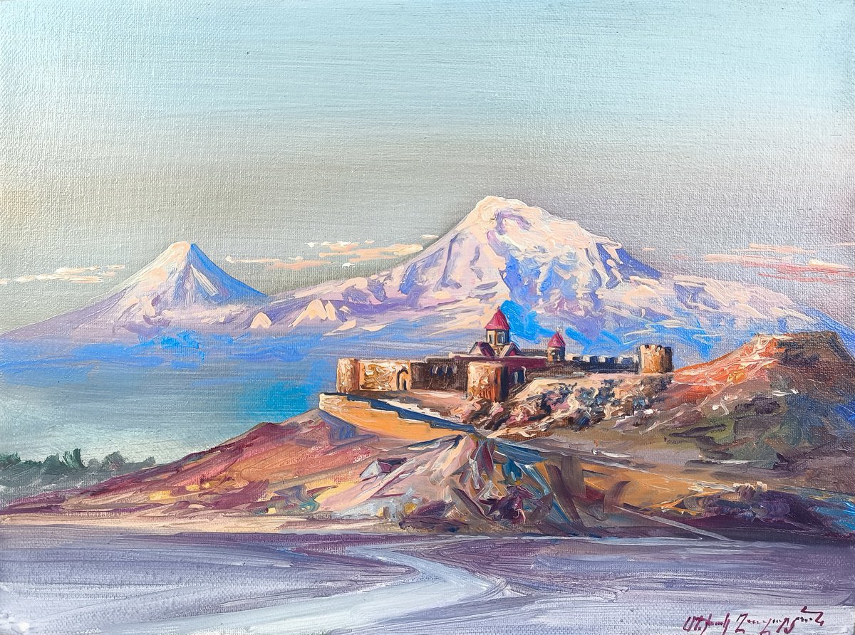 Ararat From Khor Virap By Mexak Xazaryan, 16 X 12, Artwork For Sale On Artfinder