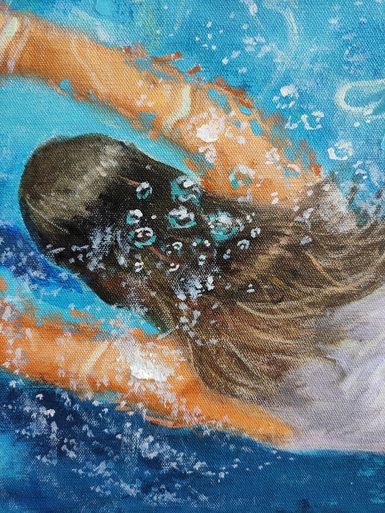 Girl swimming61(32x32in)