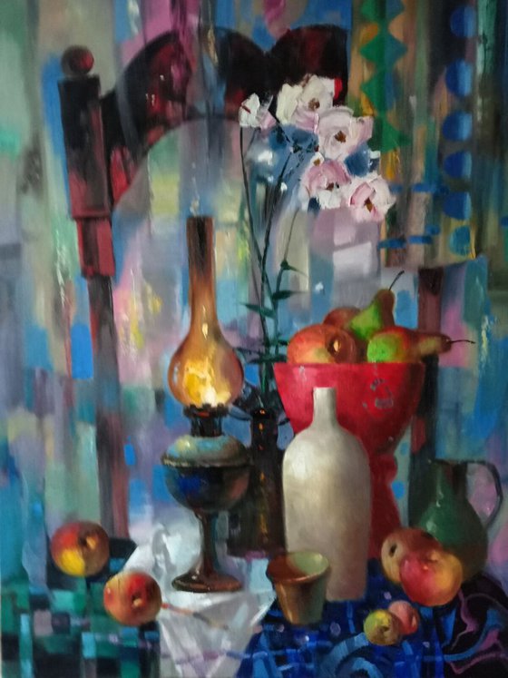 Still life with lamp