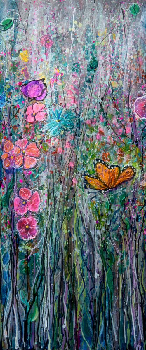 In the Garden  #2 Abstract Flowers  by OLena Art by Lena Owens at OLena Art
