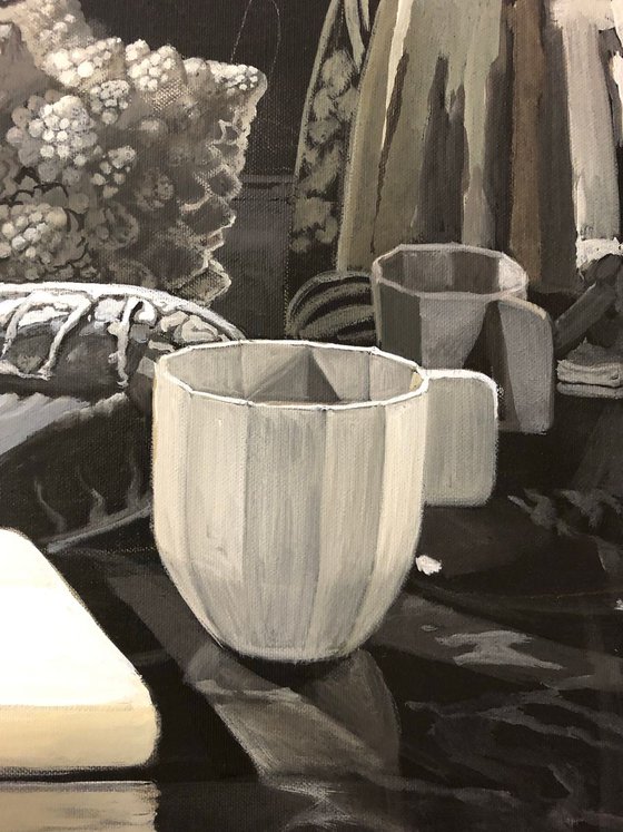 Milano Still Life Black and White Acrylic Painting