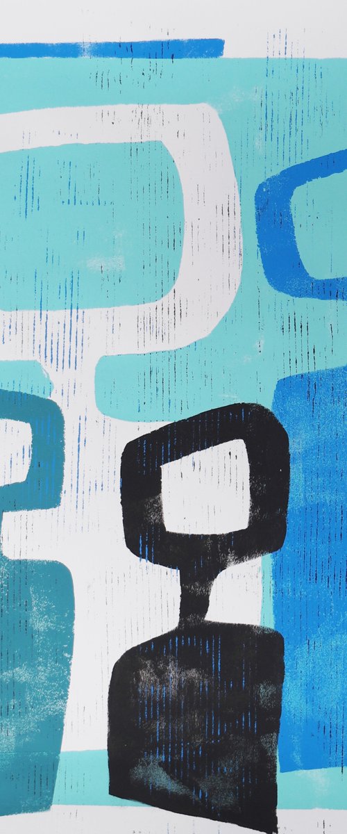 Family Portrait - Art on paper - in Blue (A2-42cmx59,4cm) 37J by Ronald Hunter