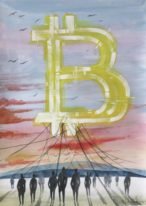 Bitcoin fine art (2020) Gouache on paper 60*42cm