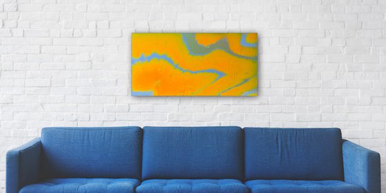 "Staring At The Sun" - FREE USA SHIPPING - Original Abstract PMS Fluid Acrylic Painting - 36 x 18 inches