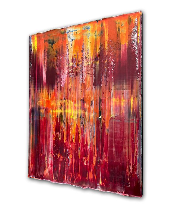 "Melting Point" - Save As A Series - Original Large PMS Abstract Quadriptych Oil Paintings On Canvas - 64" x 20"