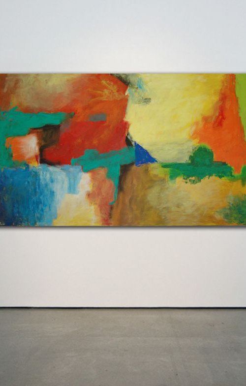 "Game Of Colors III". XXLarge acrylic abstract. 170 x 100 cm. by Rumen Spasov