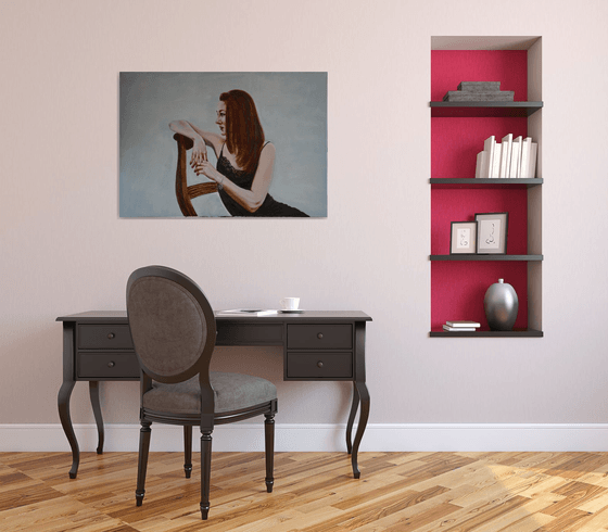 The woman in thoughts - Figurative painting  original oil painting home decor people woman girl Art Love painting Gift idea