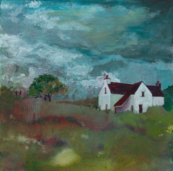 Scottish Highland Cottage - Impressionist Painting of Farm House in the Highlands of Scotland