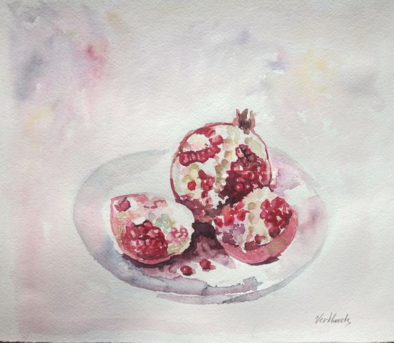 Pomegranate. - Original watercolour painting.