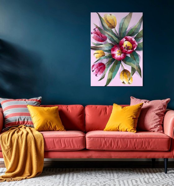 PINK AND YELLOW TULIP BOUQUET