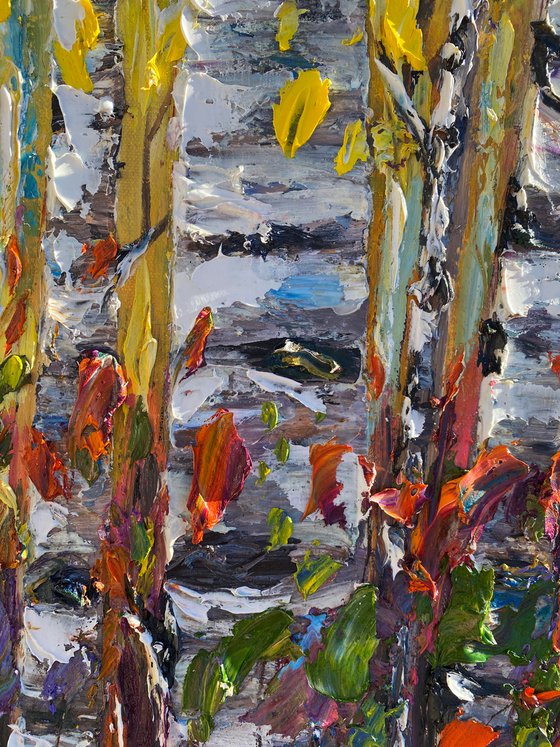 Soul With Aspen Tree Impressionist Impasto Painting