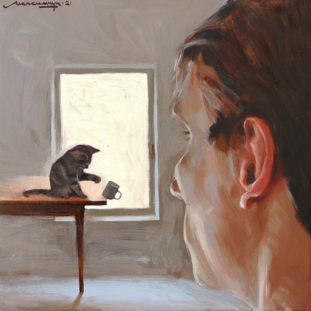 Oil Painting , Moment By Nikita Maksimchuk, 16 X 16, Artwork For Sale On Artfinder