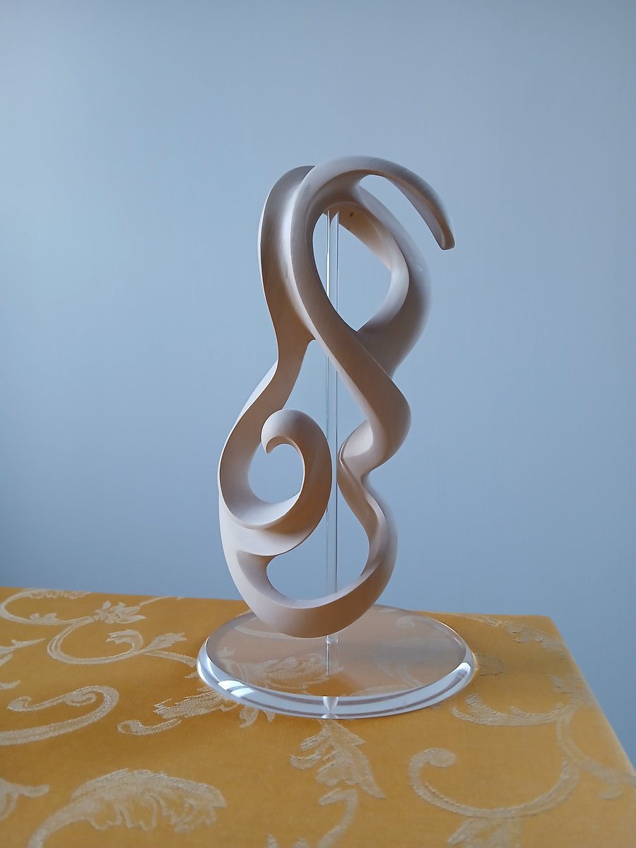 Abstract Wood Sculpture By Massimiliano Capraro, 4 X 10", Miriam, Original Artwork