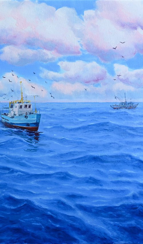 Fishing boats at sea by Garry Arzumanyan
