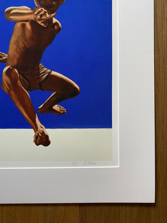 Golden boy on blue Limited edition of 10