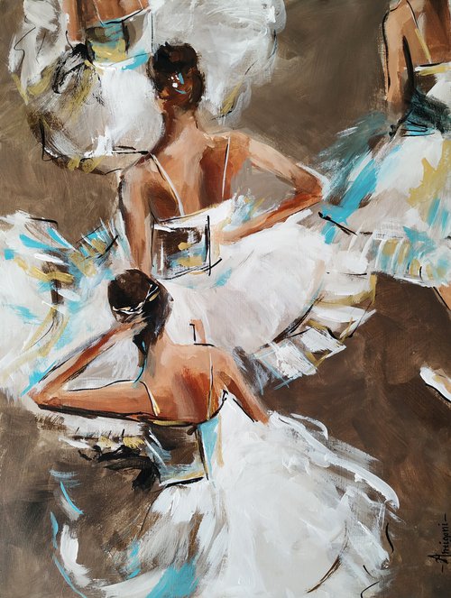 Backstage series  backstage 4-Ballerina- woman Painting on MDF by Antigoni Tziora