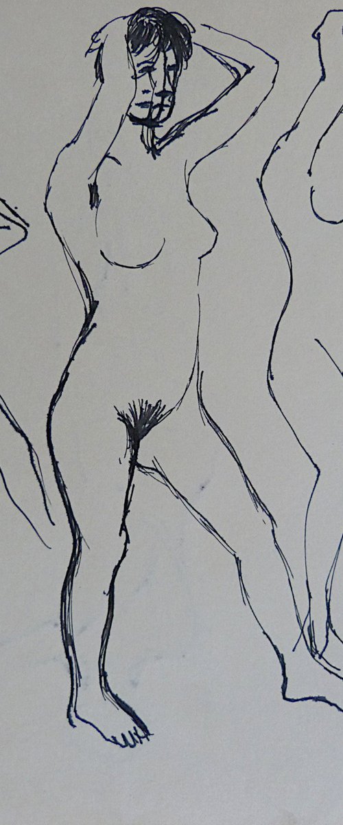 Sketch of a nude,  on two sides, 22x27 cm by Frederic Belaubre