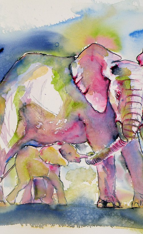 Elephant with baby by Kovács Anna Brigitta