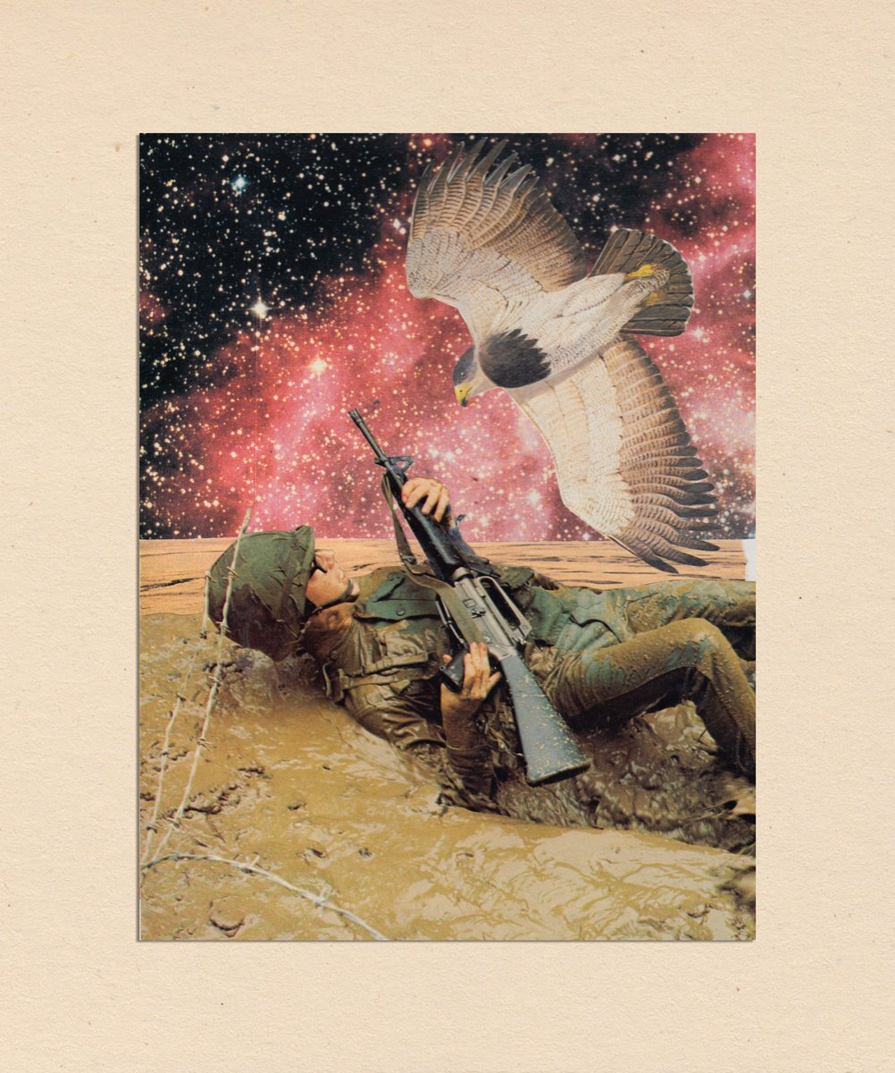 Surrealistic Portrait Collage By Jon Garbet, 10 X 12, Snake Eater, Original Artwork