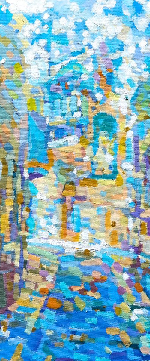 Street scene, Gozo, oil painting by Paul Edmondson