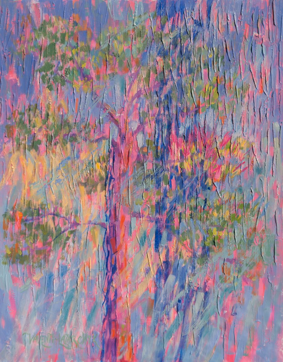 Impressionistic Landscape Oil Painting By Gina Valenti-Lazarchik, 16 X 20, Sun Bright Morning, Original Artwork