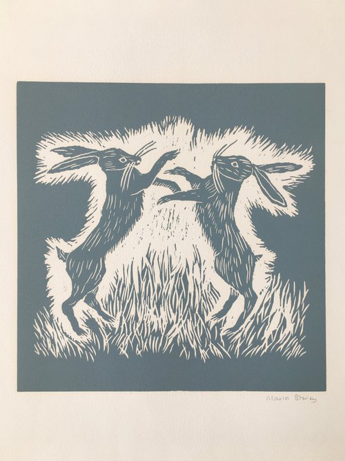 Boxing Hares by Maria Storey
