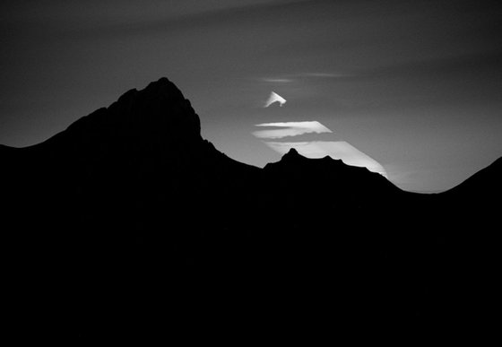Mountains and Moonset, Above Montreux, Switzerland.
