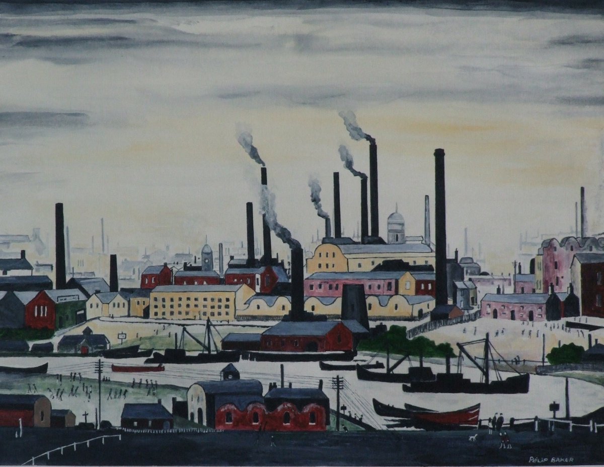 A Northern Riverbank after Lowry by Philip Baker