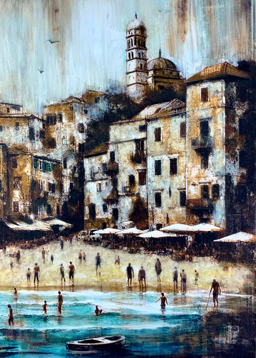 Impressionistic Landscape Painting By Sinisa Alujevic, 12 X 17", Lost Identities, Original Artwork