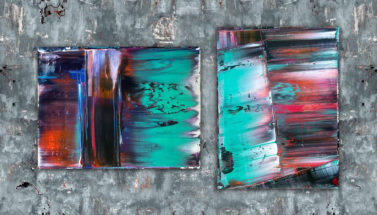 Expressive Abstract Acrylic Painting By Preston M. Smith (Pms), 42 X 24", "Slip Sliding", Original Artwork