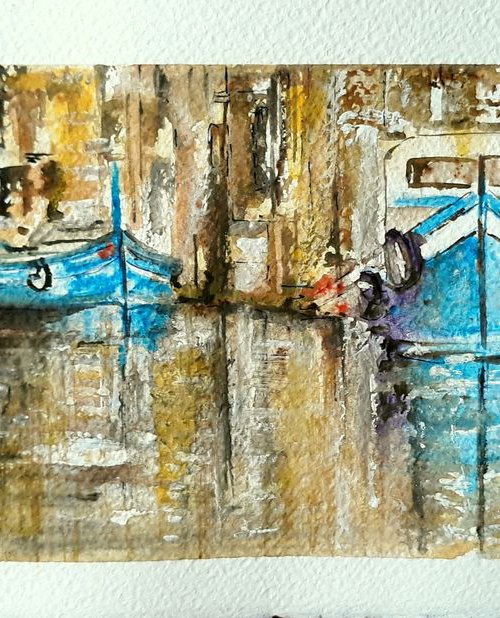 Venetian boats by Snezana Djordjevic