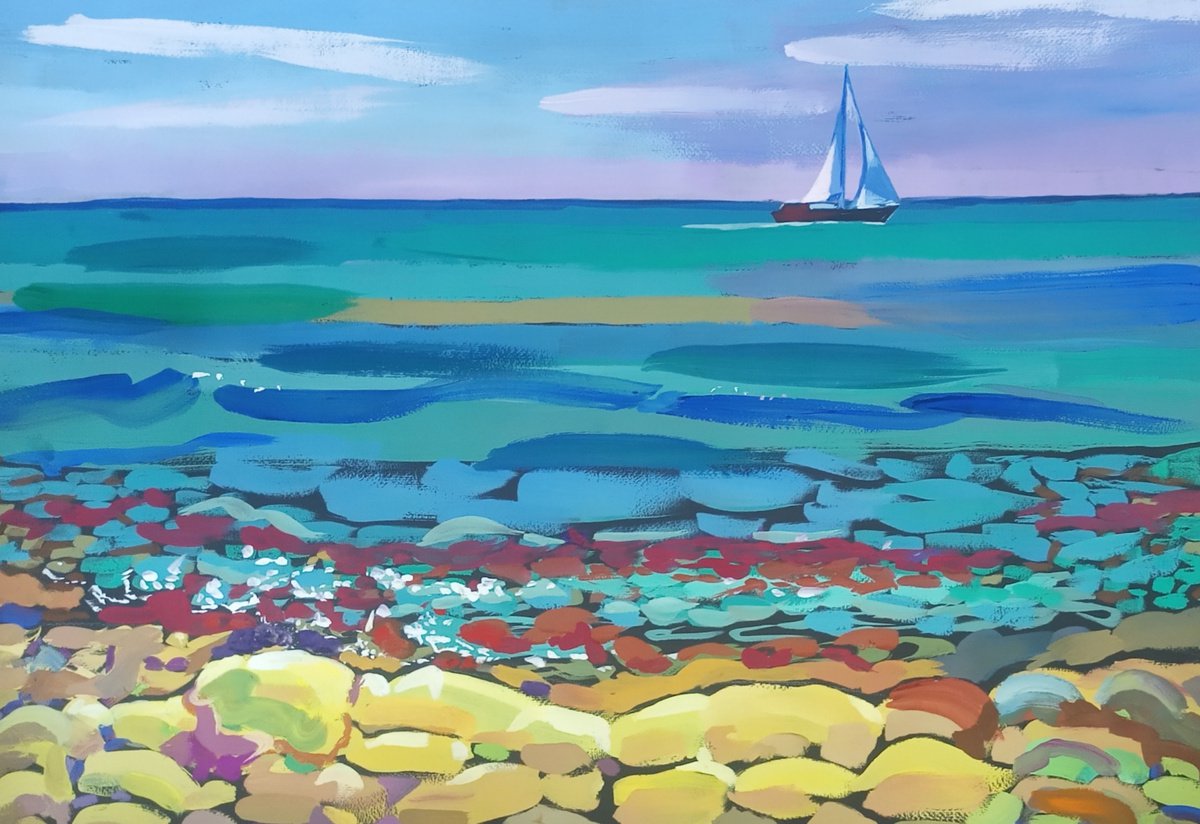 Impressionistic Landscape Painting By Valentina Kachina, 28 X 20", Summer Day, Original Artwork