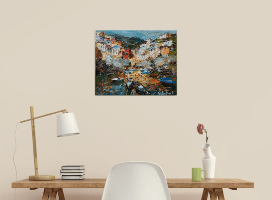 Riomaggiore, Cinque terre - Italian Landscape painting