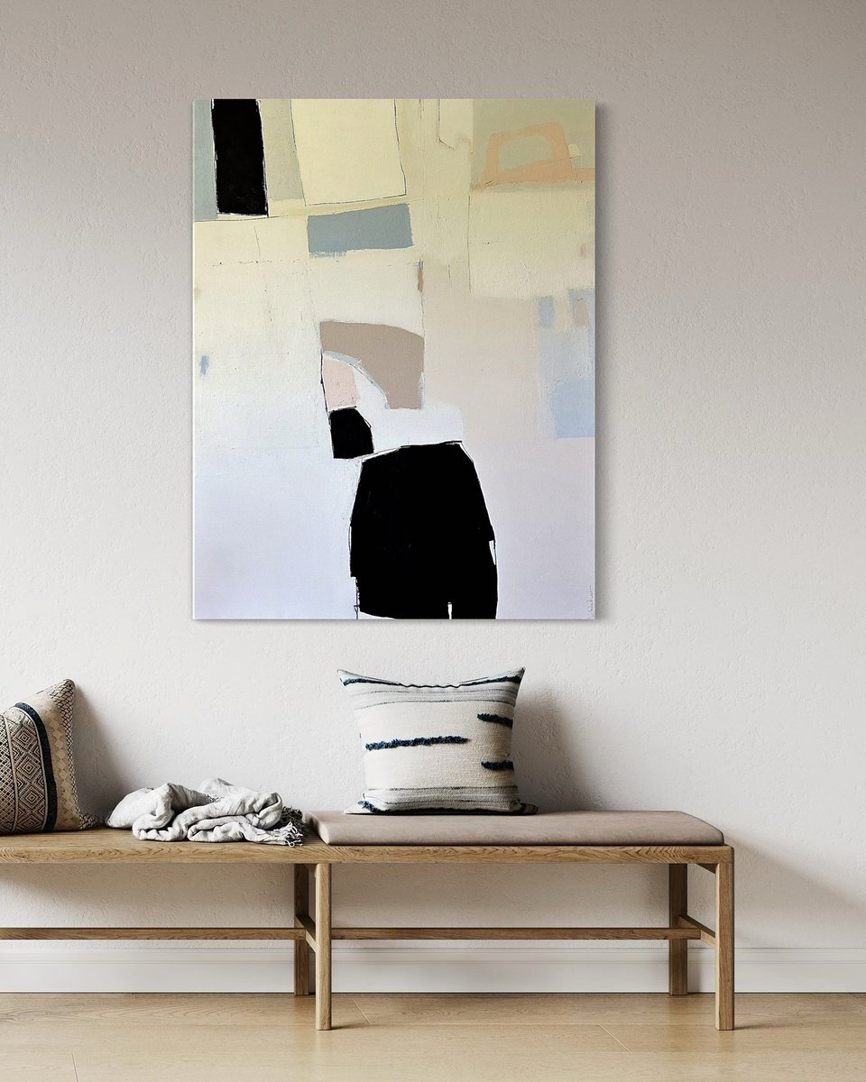 Geometric Abstract Acrylic Painting By Andrea Reichhart, 35 X 47, La Mer Calme, Original Artwork