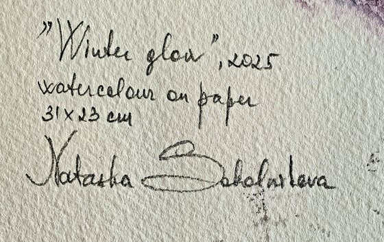 Winter glow: watercolor lights over the lake