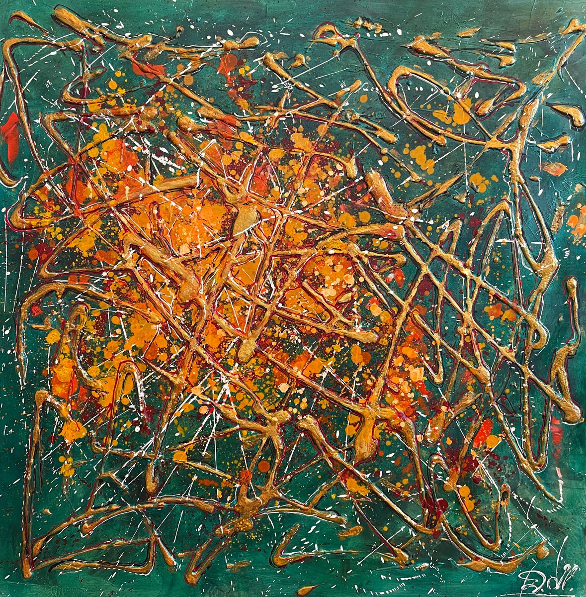 Abstract Oil Painting By Diana Malivani, 39 X 39, Movement, Original Artwork