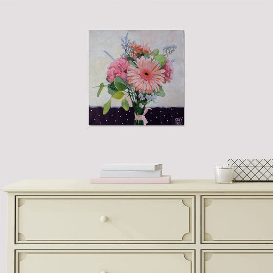 bouquet of gerbera and pinks 11*8 x 11*8