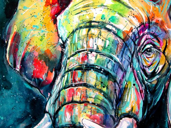 Majestic colorful elephant