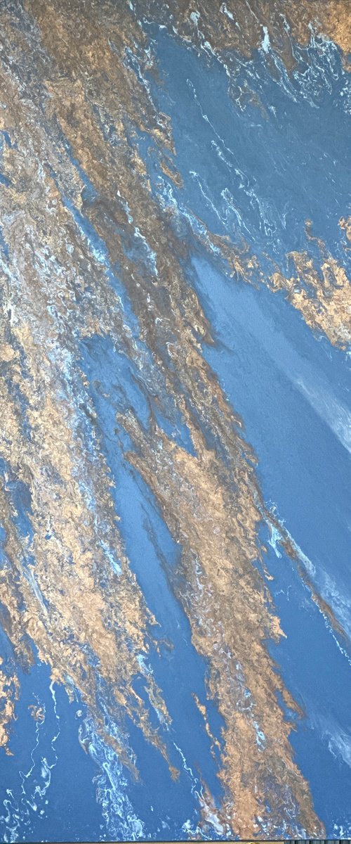 Filón — Large Blue Abstract  Vertical 160 cm by Kseniia Turik