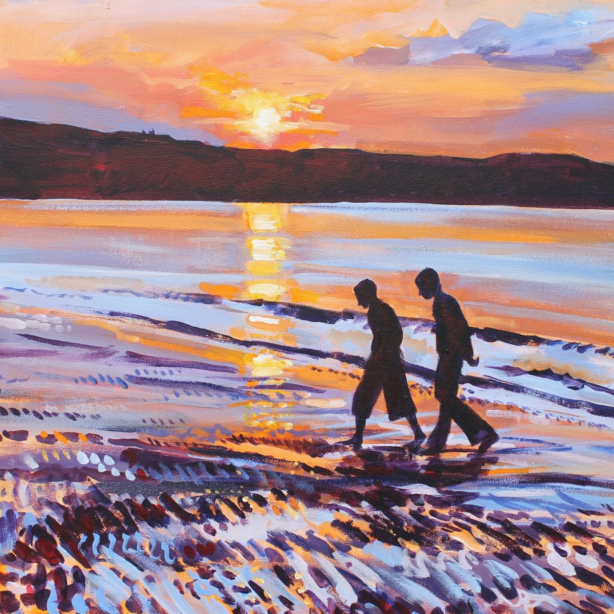 Two Friends on the Beach Painting by David Pott Artfinder