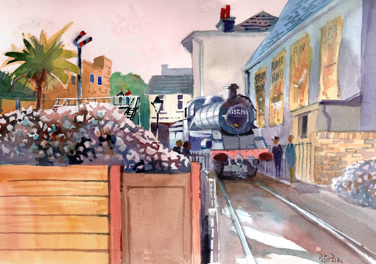 Impressionistic Landscape Watercolour By Peter Day, 17 X 13", Paignton Railway