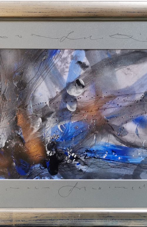 Framed Enigmatic Abstract Mindscape Spring Blue Flowers Signed KLOSKA by Kloska Ovidiu