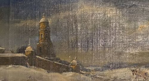 Winter landscape and monastery by Oleg and Alexander Litvinov