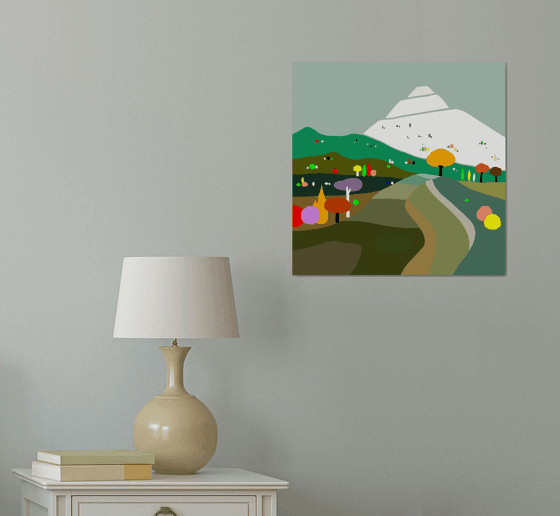 Landscape with mountain (Paisaje con montaña) (pop art, landscape)