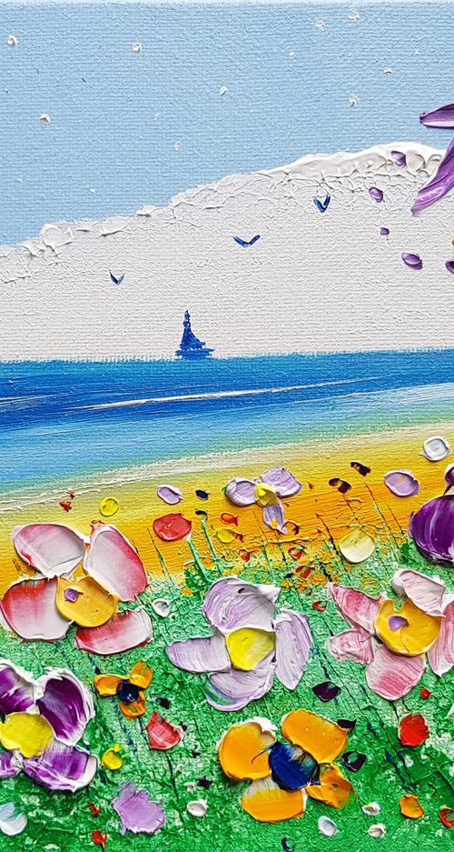 "Sandy Beach & Flowers in Love" by Phil Broad