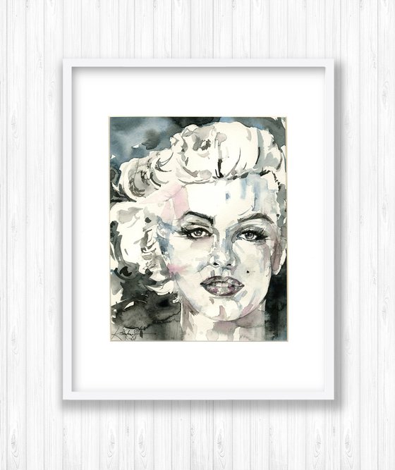 Goddess Marilyn - 4 - Watercolor Painting by Kathy Morton Stanion